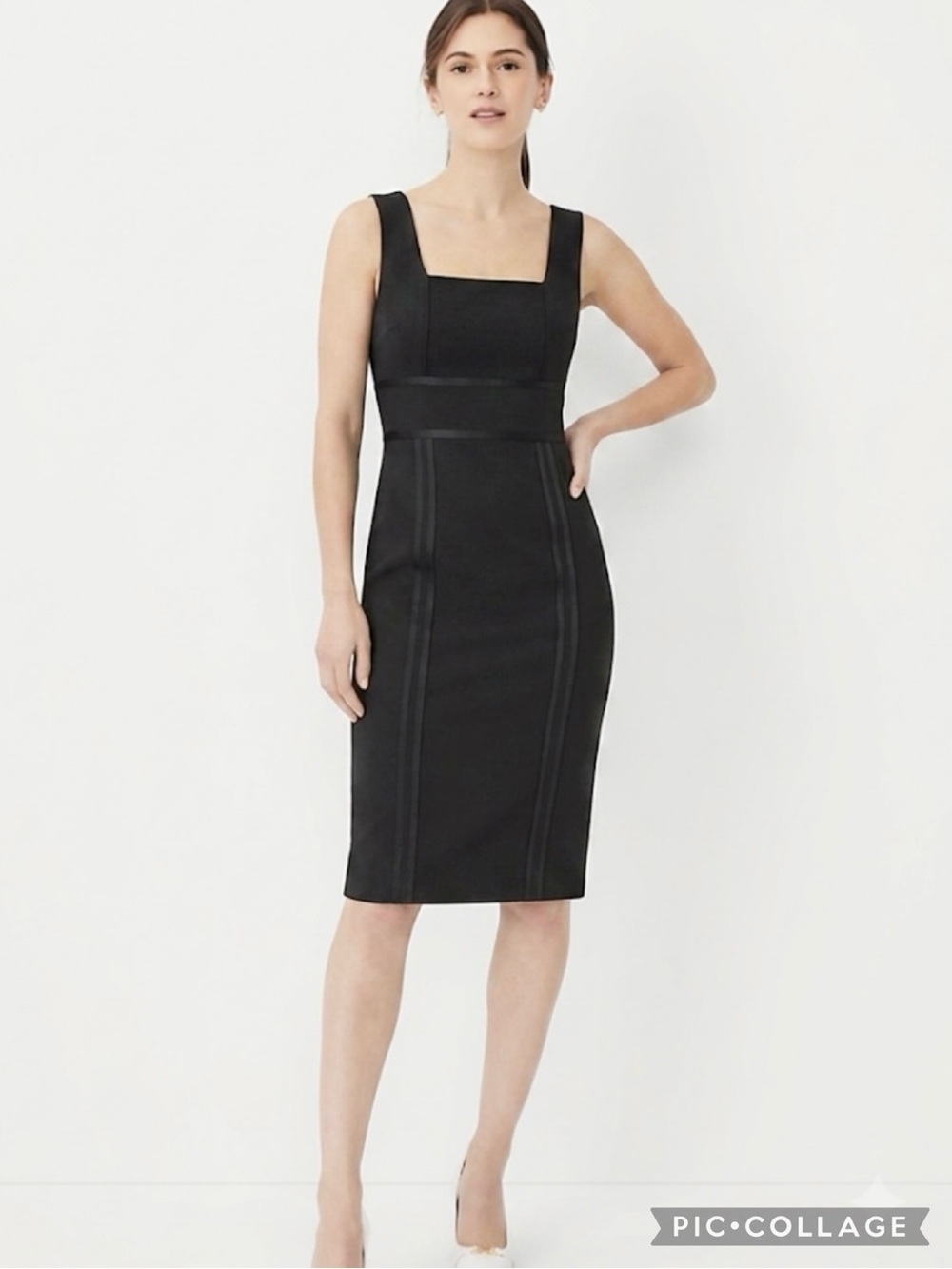 Badgley Mischka Black Sheath Knee Length Sleeveless Dress 10 Quiet Luxury LBD